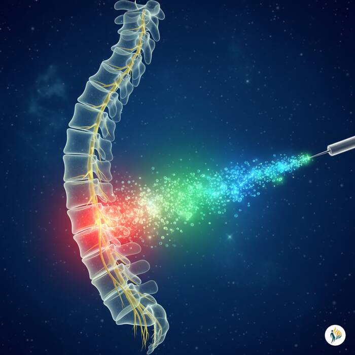 la miscela ossigeno-ozono penetra nella colonna vertebrale per ridurre l'infiammazione e alleviare il dolore immagine astratta: la miscela ossigeno-ozono penetra nella colonna vertebrale per ridurre l'infiammazione e alleviare il dolore